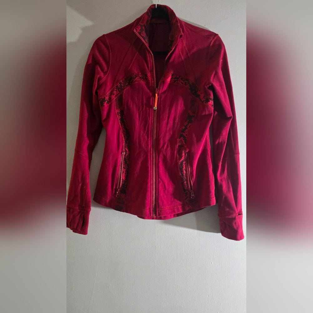 lululemon athletica Red Zip-Up Jacket with Black Detailing